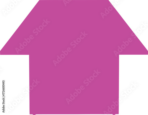 Bright pink arrow pointing upwards isolated on white background, indicating direction, growth, or positive trend in a simple, graphic design