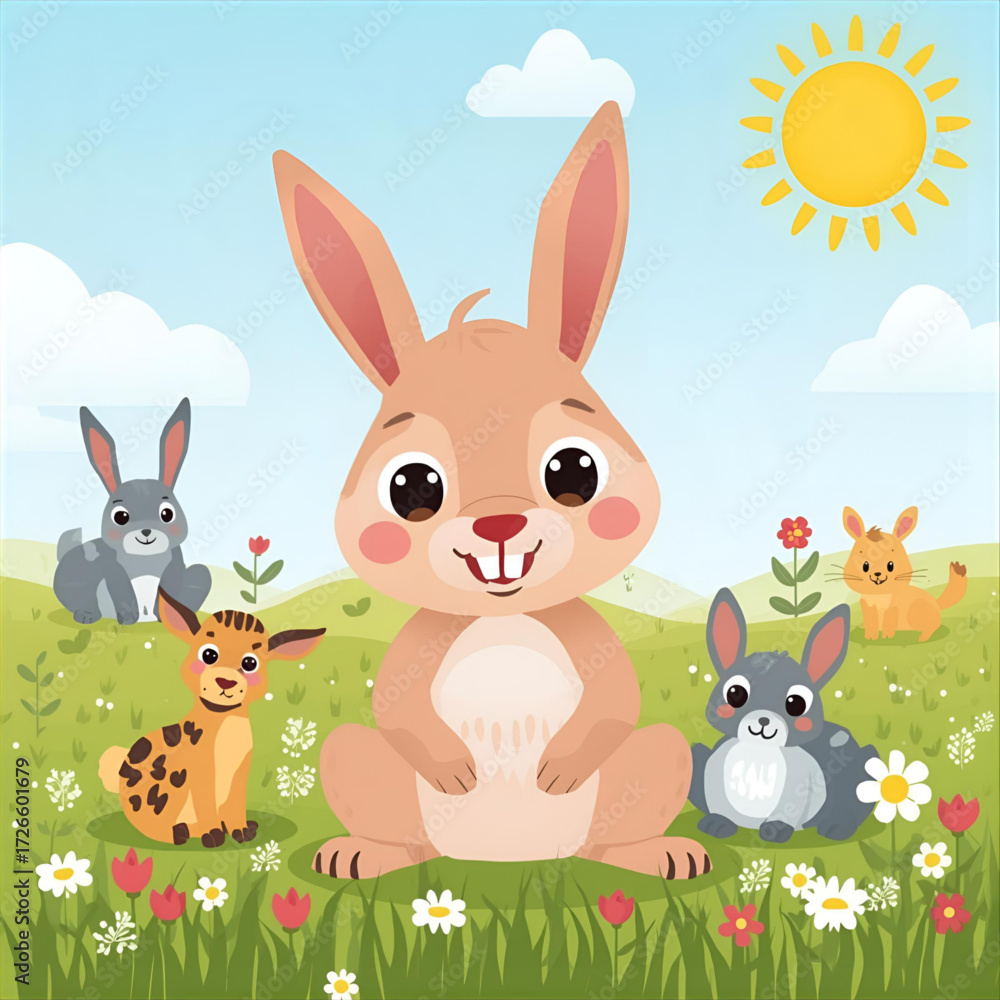 Obraz premium easter rabbits and eggs