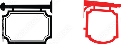 Illustration of a blank hanging sign isolated on white background, perfect for adding your own text or logo for a business or shop