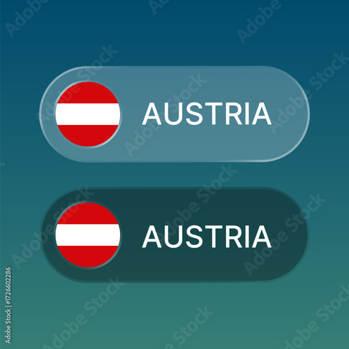 autria Flag button with liquid glass style design