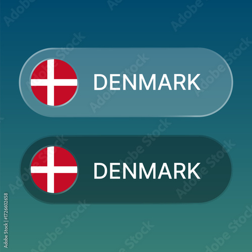 demark Flag button with liquid glass style design