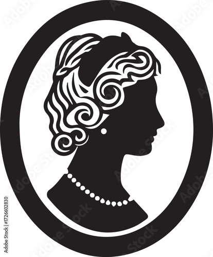 Victorian Style Woman's Profile with Braided Hair Cameo Art