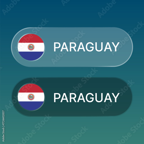 paraguay Flag button with liquid glass style design
