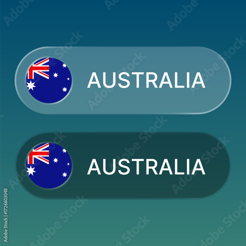 australia Flag button with liquid glass style design