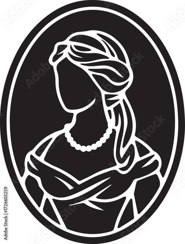 Elegant Silhouette of a Vintage Lady in a Classic Cameo Oval