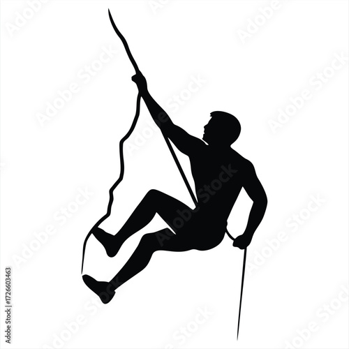 Dynamic Man Silhouette with Pole Sports Action Icon