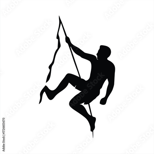 Dynamic Man Silhouette with Pole Sports Action Icon