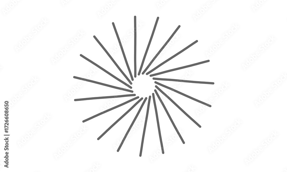 Obraz premium A minimal sunburst icon for creating modern Indian patriotic graphics (Ashoka Chakra) & as a simple logo for a corporate business or technology company. An isolated, radial line art symbol.