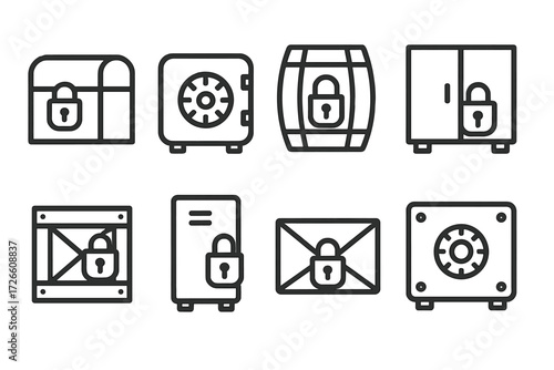 Secure containers collection: safes, chests, and cabinets with locks