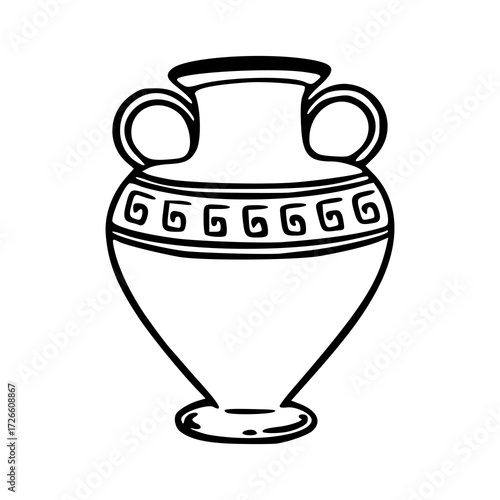 classic ceramic urn drawing with Greek key frieze