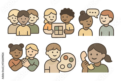 Diverse group of people engaging in creative and collaborative activities