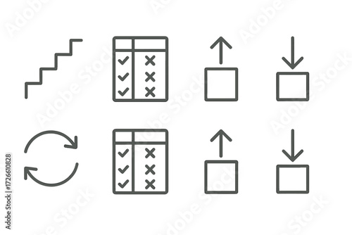 Seamless metallic background with data management icons in linear style