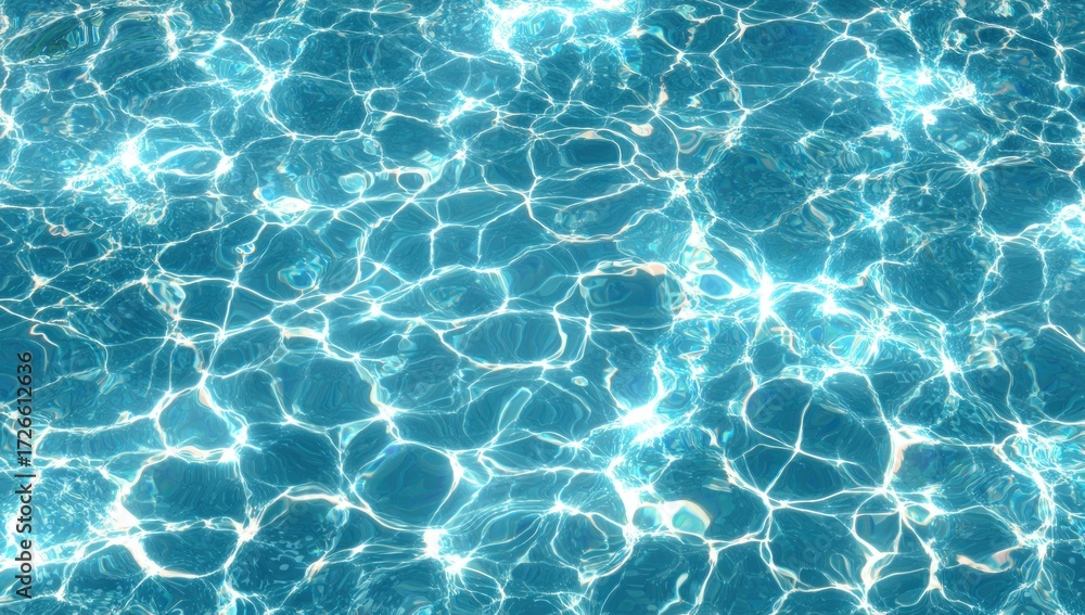 Obraz premium A vibrant turquoise water surface, rippled with sunlit reflections, showcasing a detailed texture of water patterns.