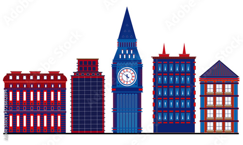 vector illustration of london landmark and cityscape