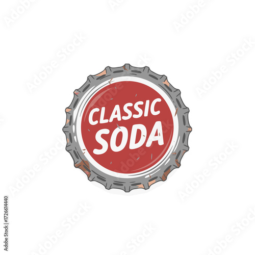 Bottle cap illustration in natural colors isolated on white background 