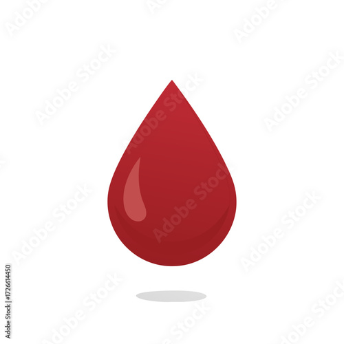 Blood droplet illustration in natural colors isolated on white background