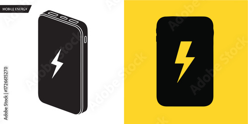 Portable Power Bank and Mobile Charging Symbol Illustration