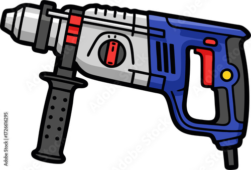 Colorful Cartoon Illustration of a Power Drill