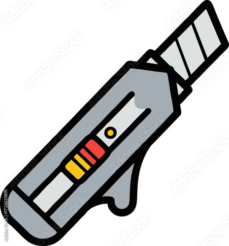 Colorful Illustration of a Practical Utility Knife