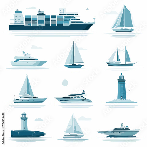 set of sailing ships