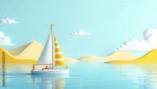 Sailboat sailing in calm ocean water