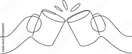Two hands clinking glasses in celebration toast cheers