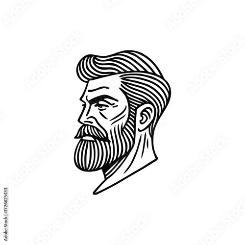  profile with beard logo vesign vector