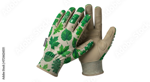 Gardening Gloves with Leaf Pattern Keywords: gardening gloves, garden, horticulture, outdoor