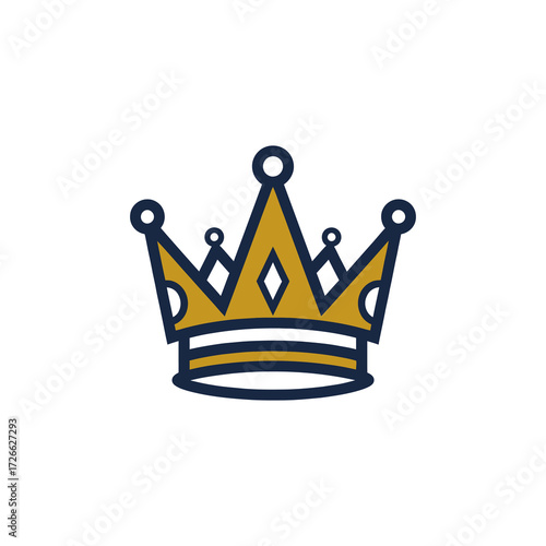 Simple gold and navy crown illustration, representing royalty and leadership, on a white background.
