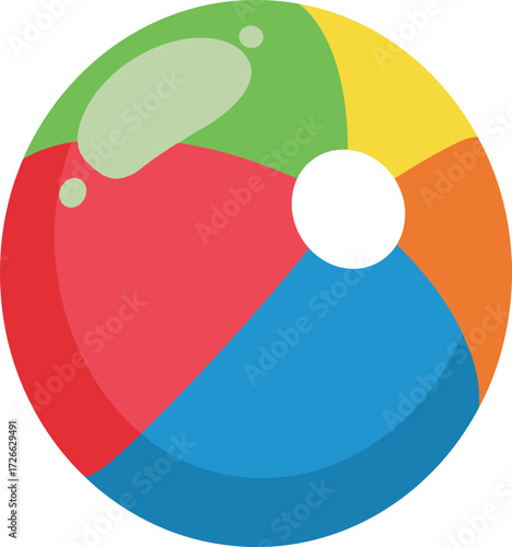 Colorful beach ball a classic toy for summer fun poolside and beach play exciting outdoor recreation activity object isolated on transparent background