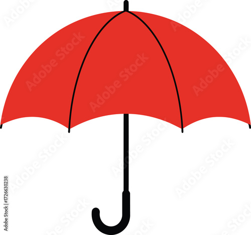 Bright red open umbrella symbol protection from rain weather protection accessory isolated object simple graphic element isolated on transparent background
