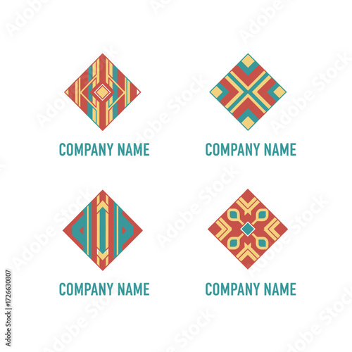 Collection of modern geometric diamond shaped logo designs.