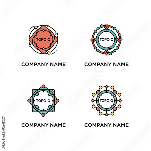 Four Colorful Abstract Logos with Company Names.