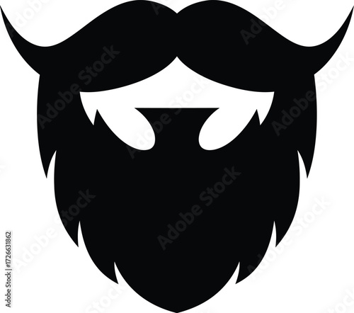Iconic black beard and moustache symbol for gentlemanly style and facial hair aesthetics isolated on transparent background