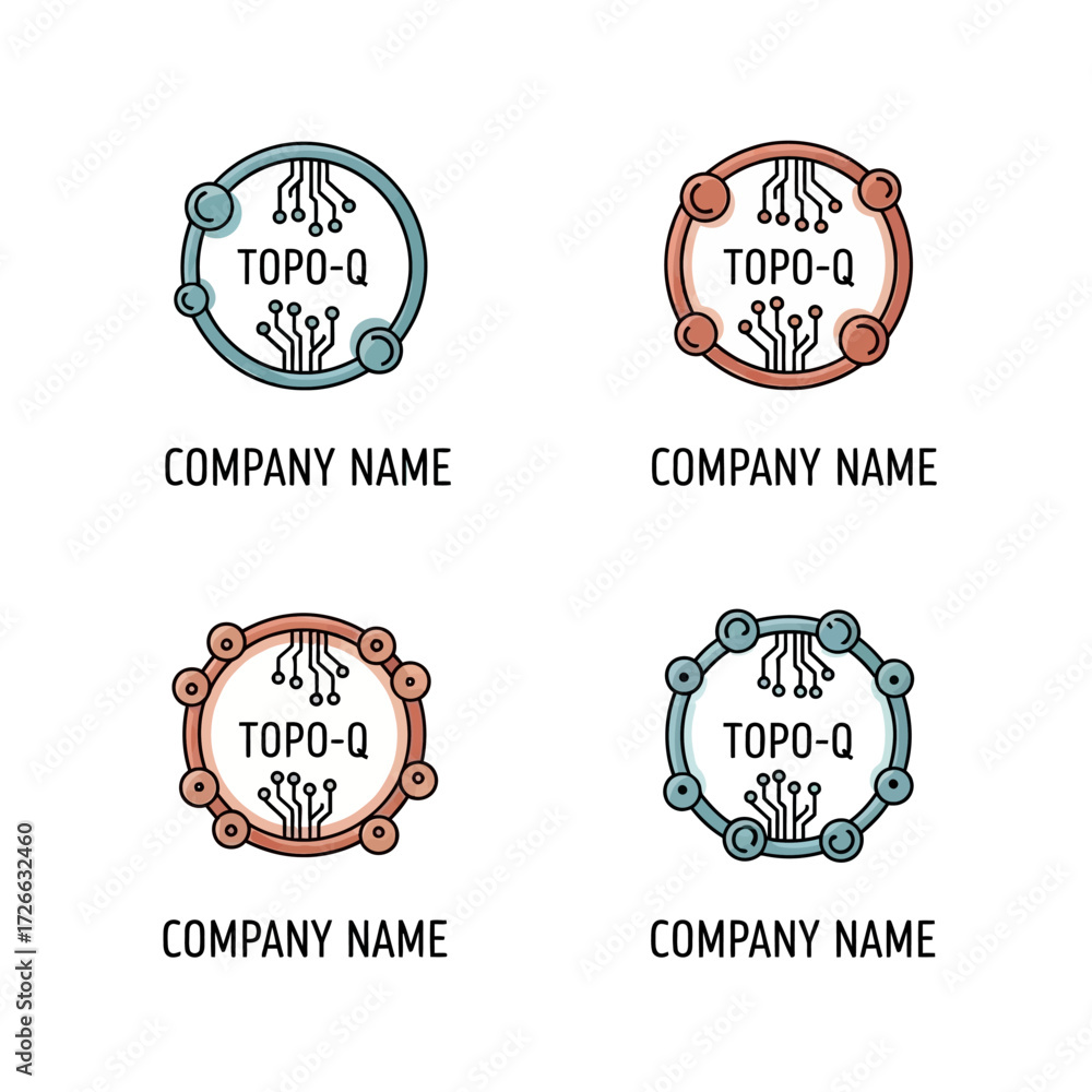 Obraz premium Set of Four Technology Logos with Circuit Board Design.