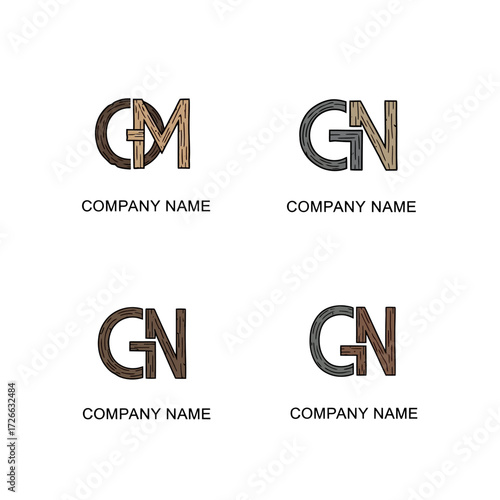 Set of Initial Letter Monogram Logo Designs with CM and GN.