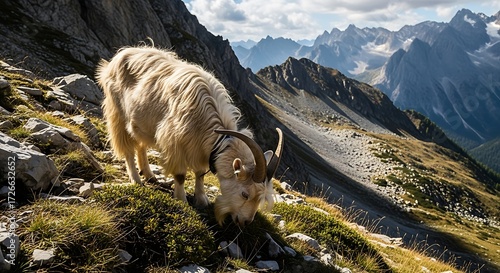 Goat Grazing in Mountains.