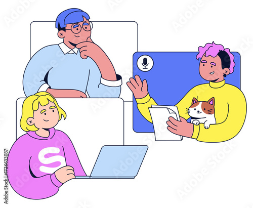 People discussing something in online meeting