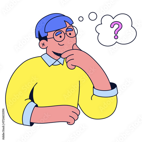 Young man thinking about the question