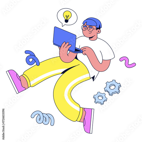 Young man working on laptop