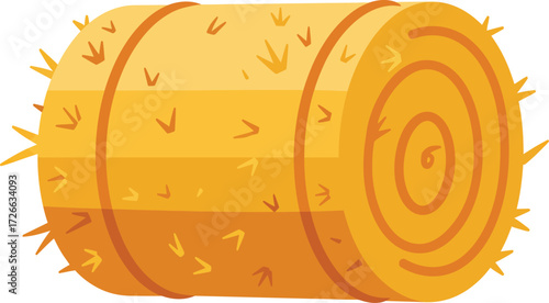 Golden hay bale icon isolated on white representing agriculture farming harvest and rural countryside storage isolated on transparent background
