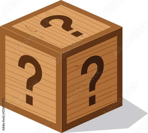 Mystery box icon representing surprise prizes and unknown contents for contests and games isolated on transparent background
