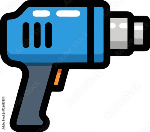 Simple Illustration of a Blue Drill with Orange Detail