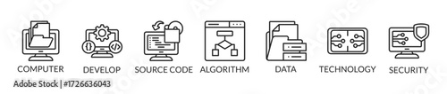 programming and coding background vector illustration with icons and keywords