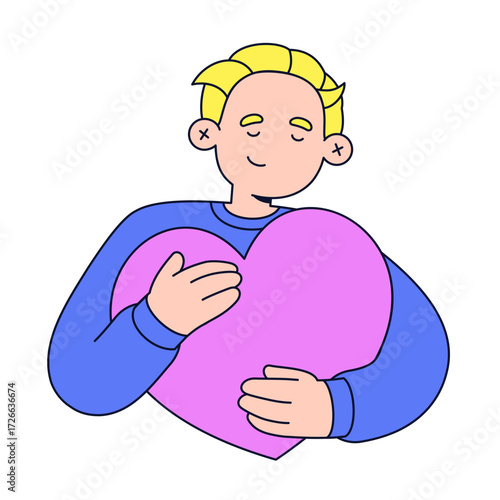 Young man spending Valentine's Day alone in harmony