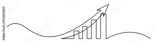 Continuous line drawing of growth chart