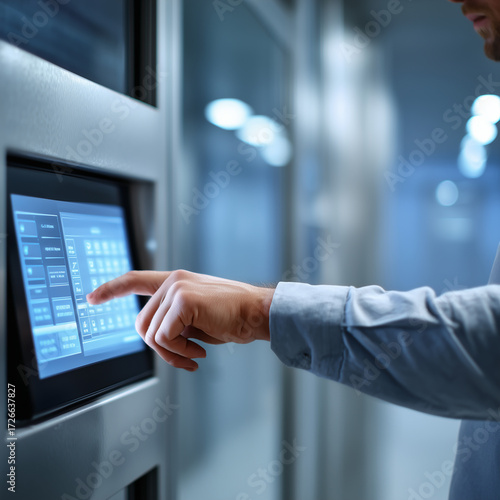 HVAC technician programming a building management system