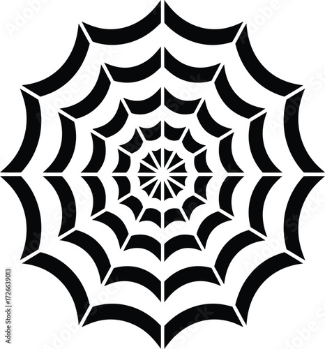 Abstract radial pattern decorative element geometric symmetry black white repeating motif graphic design isolated on transparent background