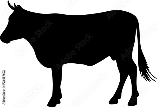 Cow Silhouette Vector | Farm Animal, Cattle, Bull, Dairy Clipart Design