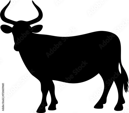 Cow Silhouette Vector | Farm Animal, Cattle, Bull, Dairy Clipart Design